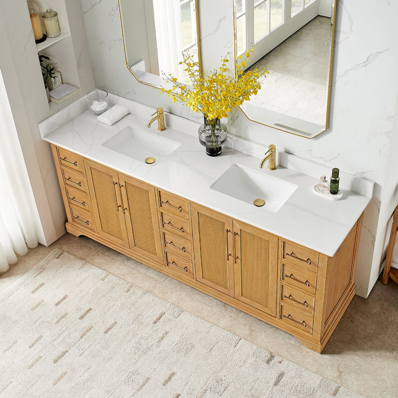 Vinnova 707384-ON-BH Tokyo 84" Double Bath Vanity in Oak Natural Brown
