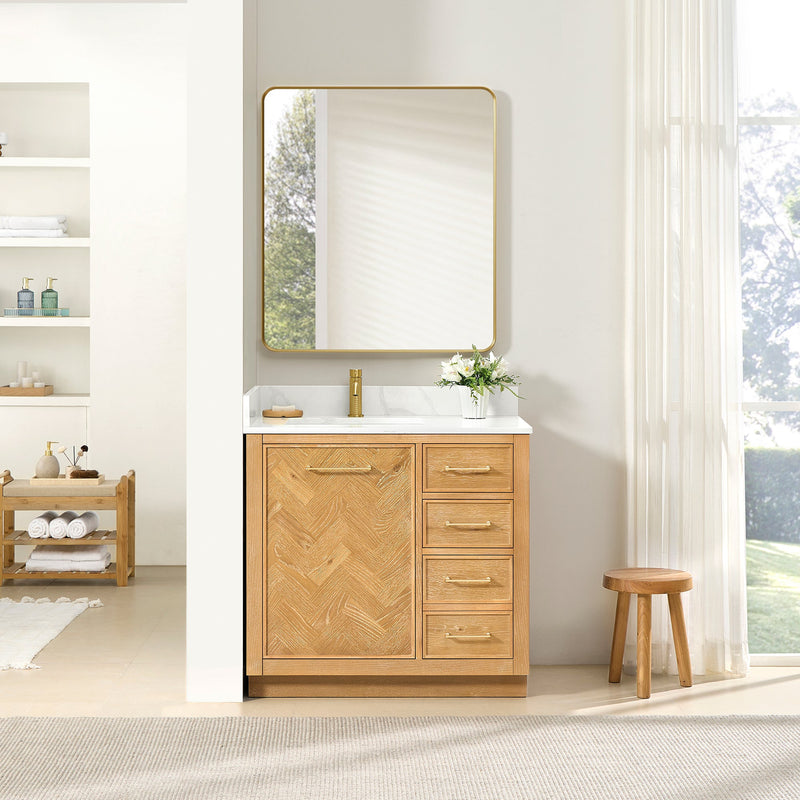 Vinnova 707536-ON-BH Jakarta 36" Freestanding Single Bath Vanity in Oak Natural Brown