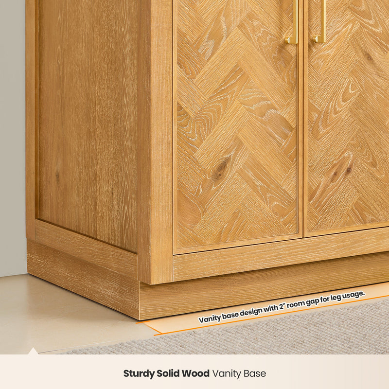 Vinnova 707536-ON-BH Jakarta 36" Freestanding Single Bath Vanity in Oak Natural Brown