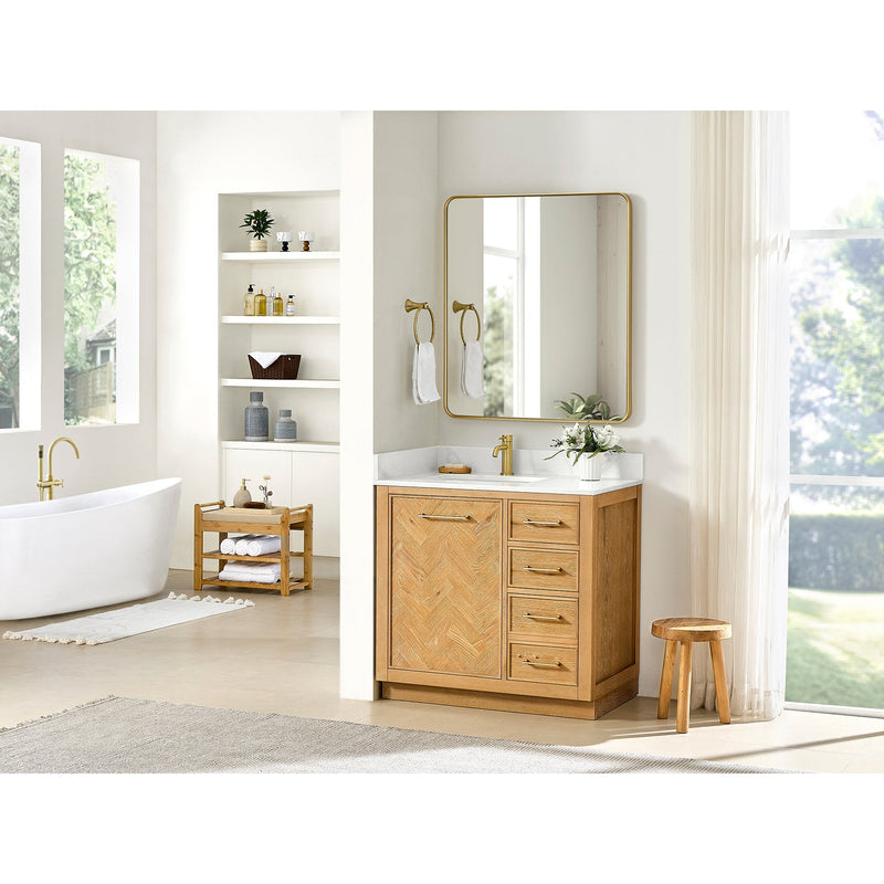 Vinnova 707536-ON-BH Jakarta 36" Freestanding Single Bath Vanity in Oak Natural Brown