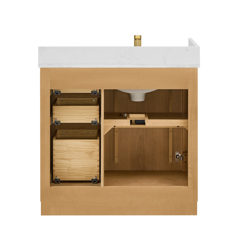 Vinnova 707536-ON-BH Jakarta 36" Freestanding Single Bath Vanity in Oak Natural Brown