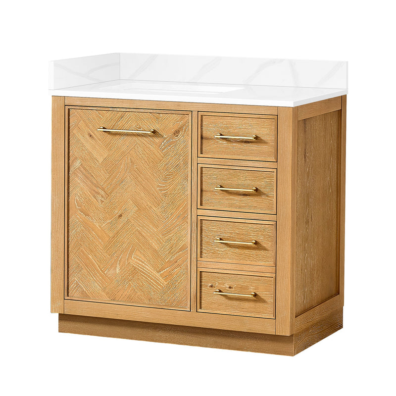 Vinnova 707536-ON-BH Jakarta 36" Freestanding Single Bath Vanity in Oak Natural Brown