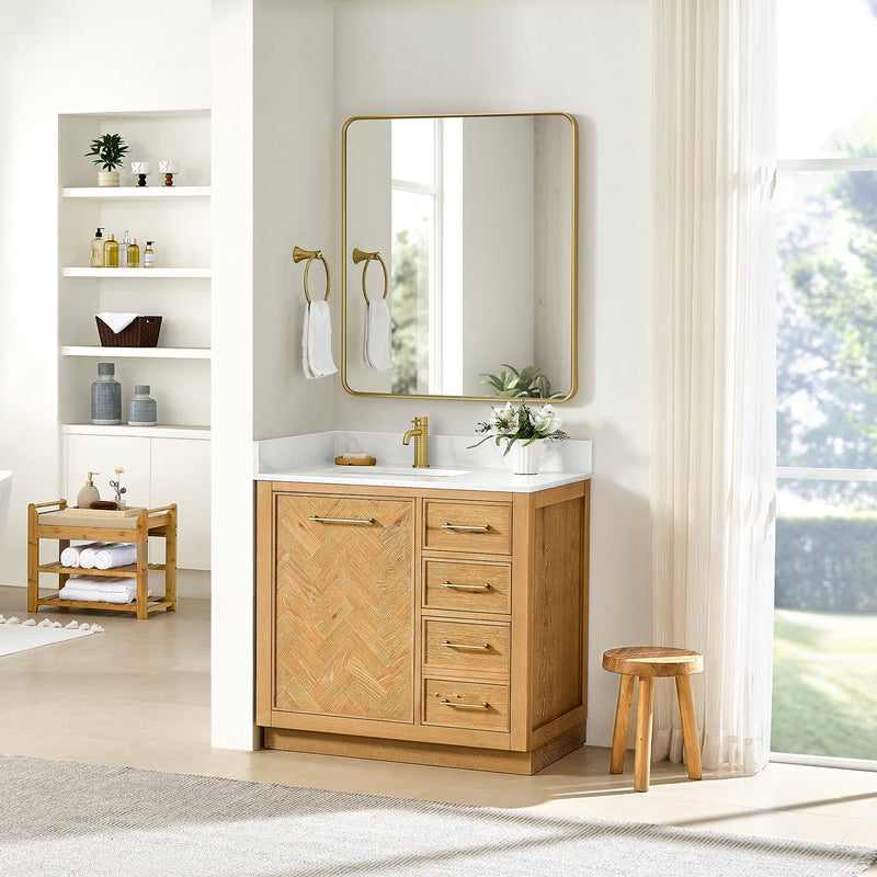 Vinnova 707536-ON-BH Jakarta 36" Freestanding Single Bath Vanity in Oak Natural Brown