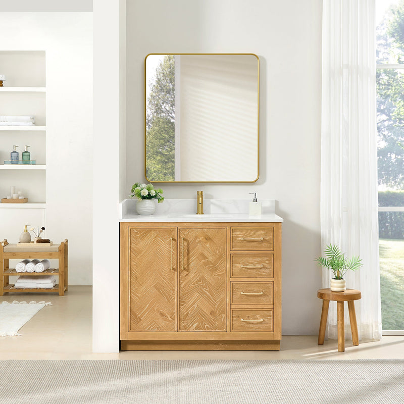 Vinnova 707542-ON-BH Jakarta 42" Freestanding Single Bath Vanity in Oak Natural Brown