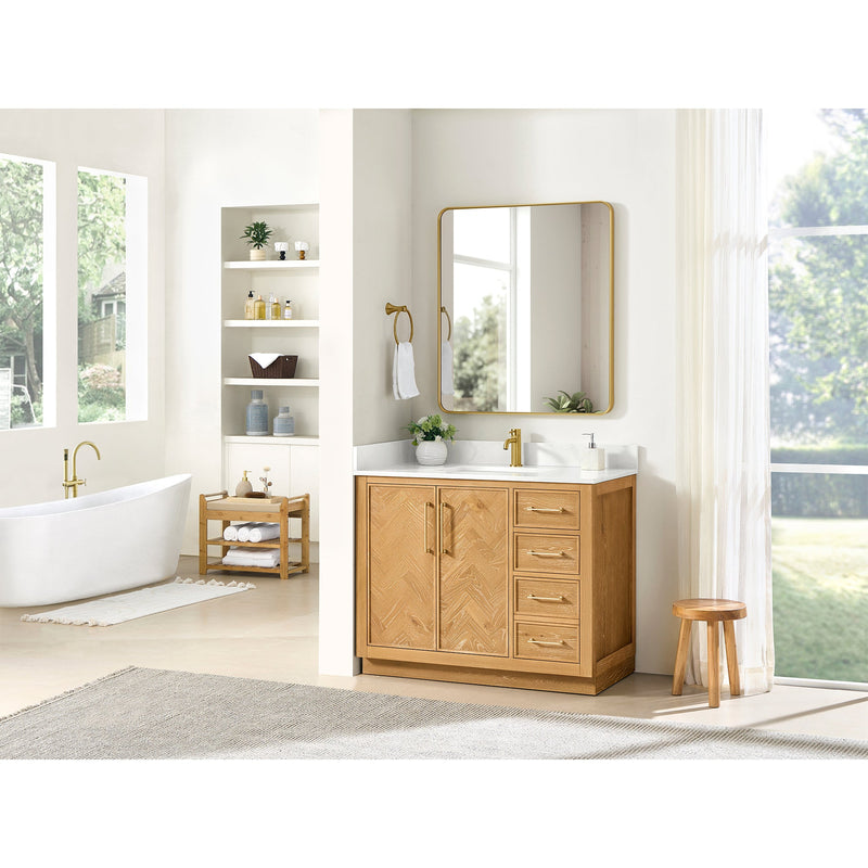 Vinnova 707542-ON-BH Jakarta 42" Freestanding Single Bath Vanity in Oak Natural Brown