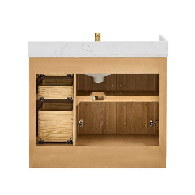 Vinnova 707542-ON-BH Jakarta 42" Freestanding Single Bath Vanity in Oak Natural Brown