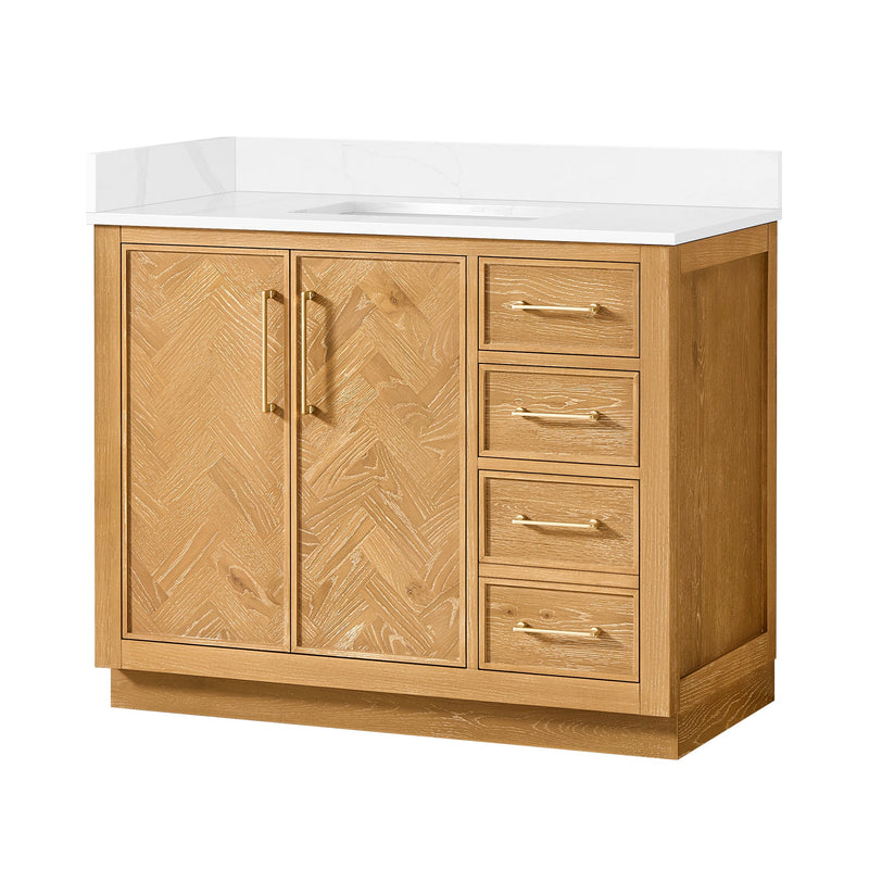 Vinnova 707542-ON-BH Jakarta 42" Freestanding Single Bath Vanity in Oak Natural Brown