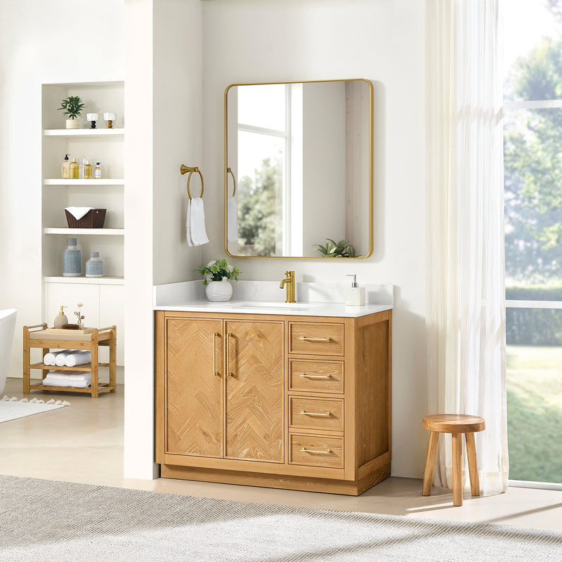 Vinnova 707542-ON-BH Jakarta 42" Freestanding Single Bath Vanity in Oak Natural Brown
