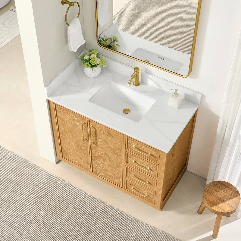 Vinnova 707542-ON-BH Jakarta 42" Freestanding Single Bath Vanity in Oak Natural Brown