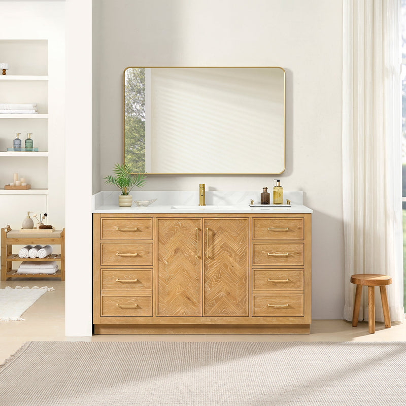 Vinnova 707560-ON-BH Jakarta 60" Freestanding Single Bath Vanity in Oak Natural Brown