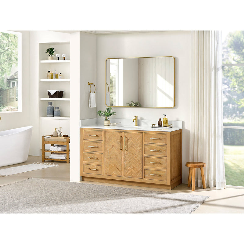 Vinnova 707560-ON-BH Jakarta 60" Freestanding Single Bath Vanity in Oak Natural Brown