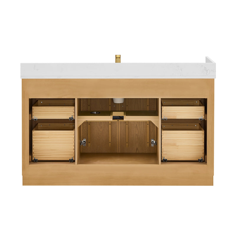 Vinnova 707560-ON-BH Jakarta 60" Freestanding Single Bath Vanity in Oak Natural Brown