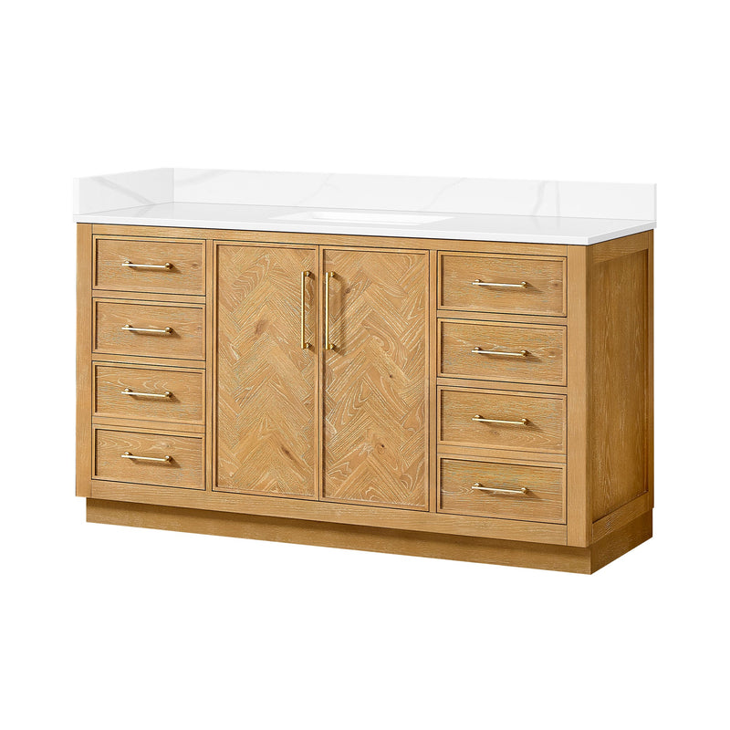 Vinnova 707560-ON-BH Jakarta 60" Freestanding Single Bath Vanity in Oak Natural Brown