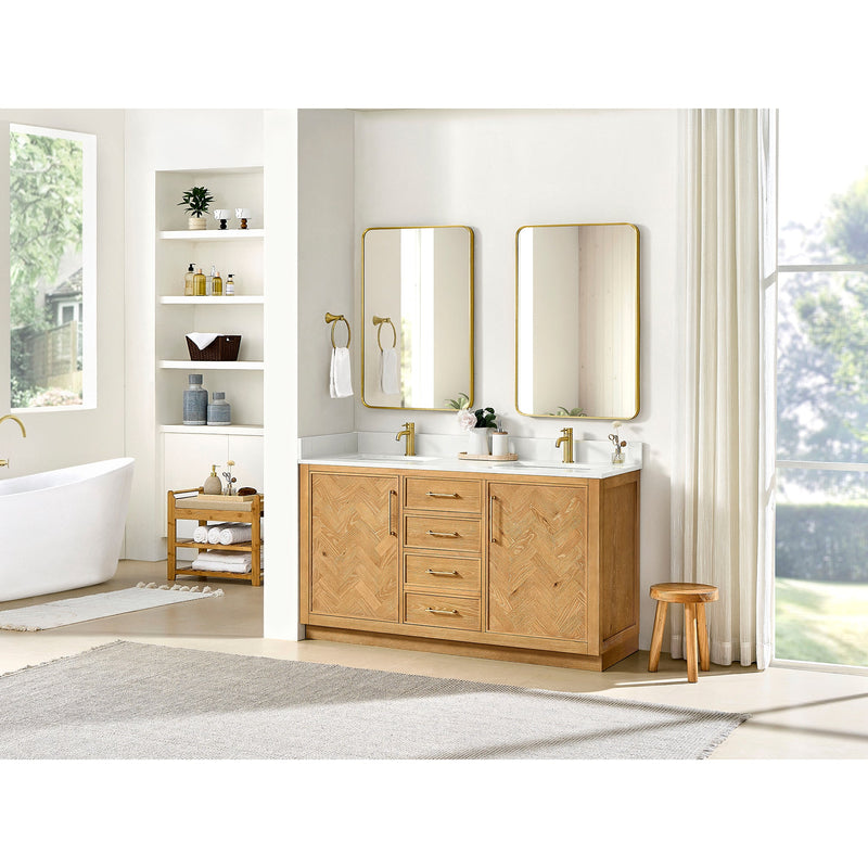 Vinnova 707560M-ON-BH Jakarta 60M" Freestanding Double Bath Vanity in Oak Natural Brown