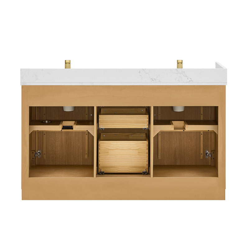Vinnova 707560M-ON-BH Jakarta 60M" Freestanding Double Bath Vanity in Oak Natural Brown