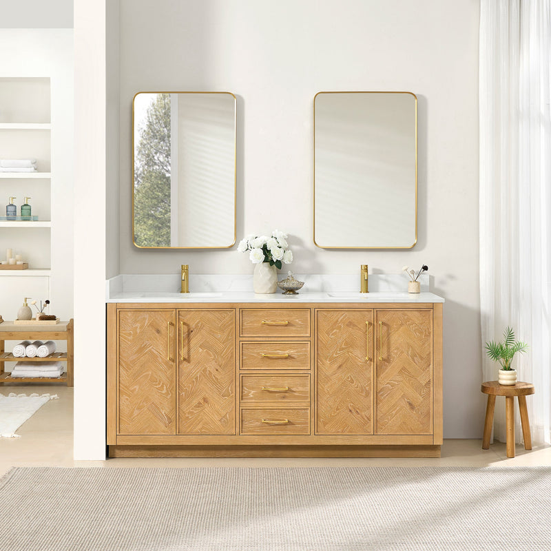 Vinnova 707572-ON-BH Jakarta 72" Freestanding Double Bath Vanity in Oak Natural Brown