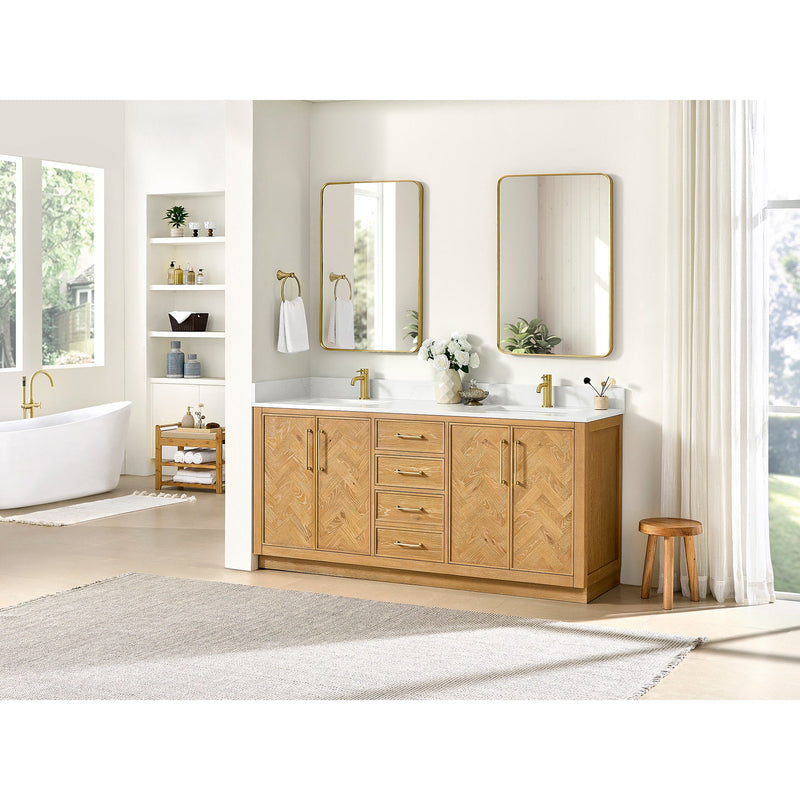 Vinnova 707572-ON-BH Jakarta 72" Freestanding Double Bath Vanity in Oak Natural Brown