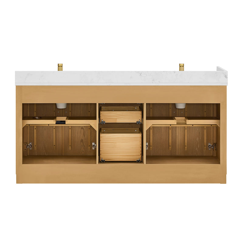 Vinnova 707572-ON-BH Jakarta 72" Freestanding Double Bath Vanity in Oak Natural Brown