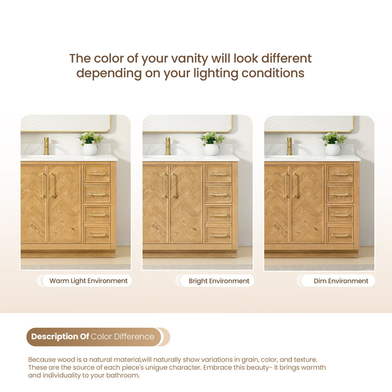 Vinnova 707572-ON-BH Jakarta 72" Freestanding Double Bath Vanity in Oak Natural Brown