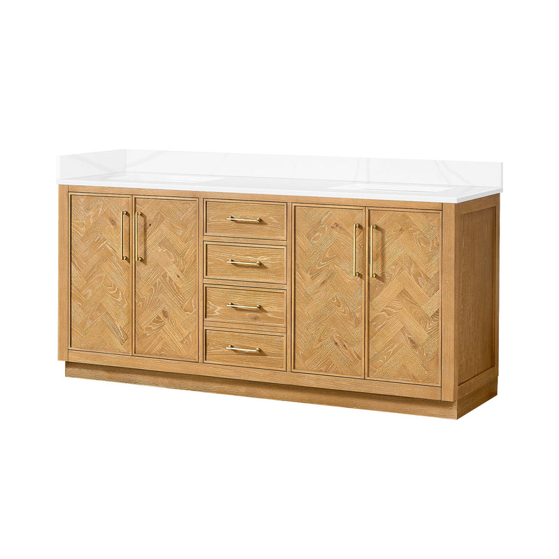 Vinnova 707572-ON-BH Jakarta 72" Freestanding Double Bath Vanity in Oak Natural Brown