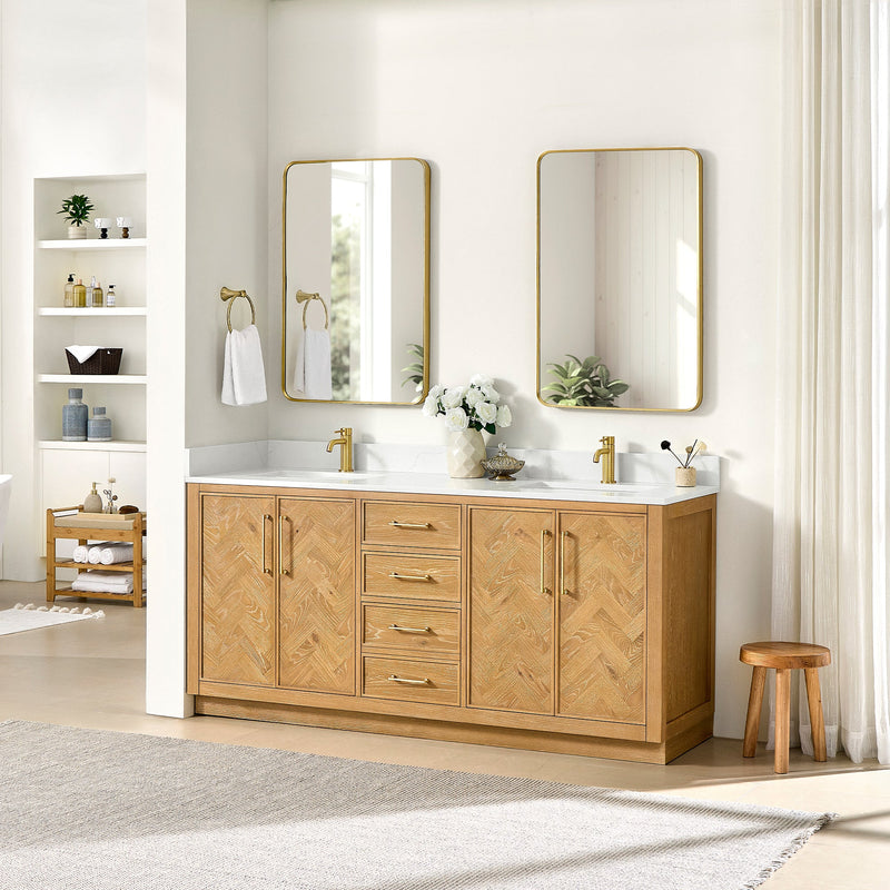 Vinnova 707572-ON-BH Jakarta 72" Freestanding Double Bath Vanity in Oak Natural Brown