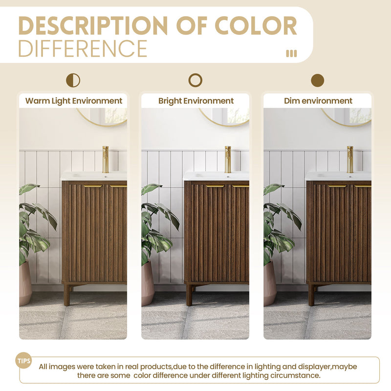 Vinnova 708224-AD-WH Mumbai 24" Free-standing Single Bath Vanity in Aged Dark Brown Oak with Drop-In White Ceramic Basin Top