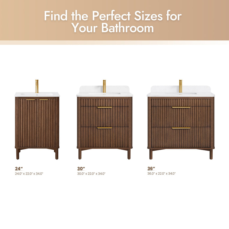 Vinnova 708230-AD-GW Mumbai 30" Single Sink Bath Vanity in Aged Dark Brown Oak