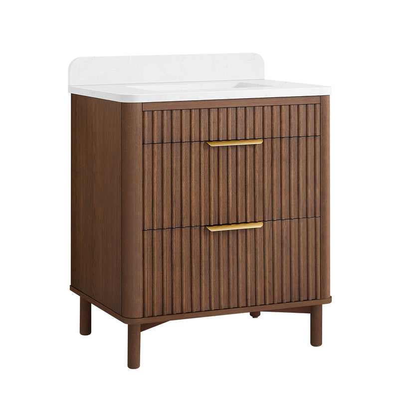 Vinnova 708230-AD-GW Mumbai 30" Single Sink Bath Vanity in Aged Dark Brown Oak