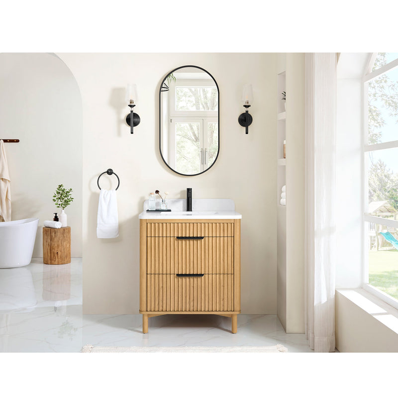 Vinnova 708230-WN-GW Mumbai 30" Single Sink Bath Vanity in Oak Weathering Light Brown