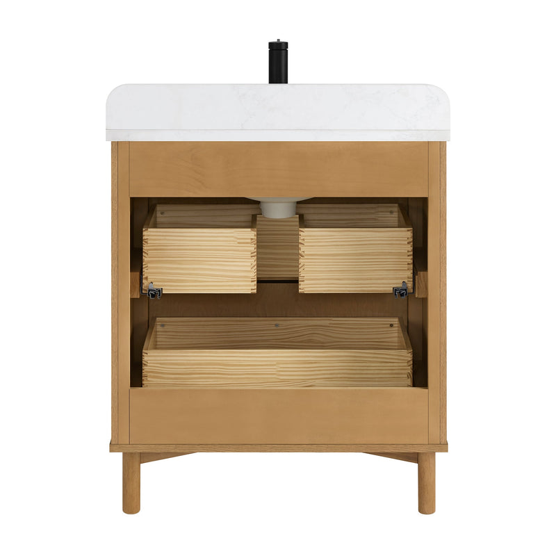 Vinnova 708230-WN-GW Mumbai 30" Single Sink Bath Vanity in Oak Weathering Light Brown