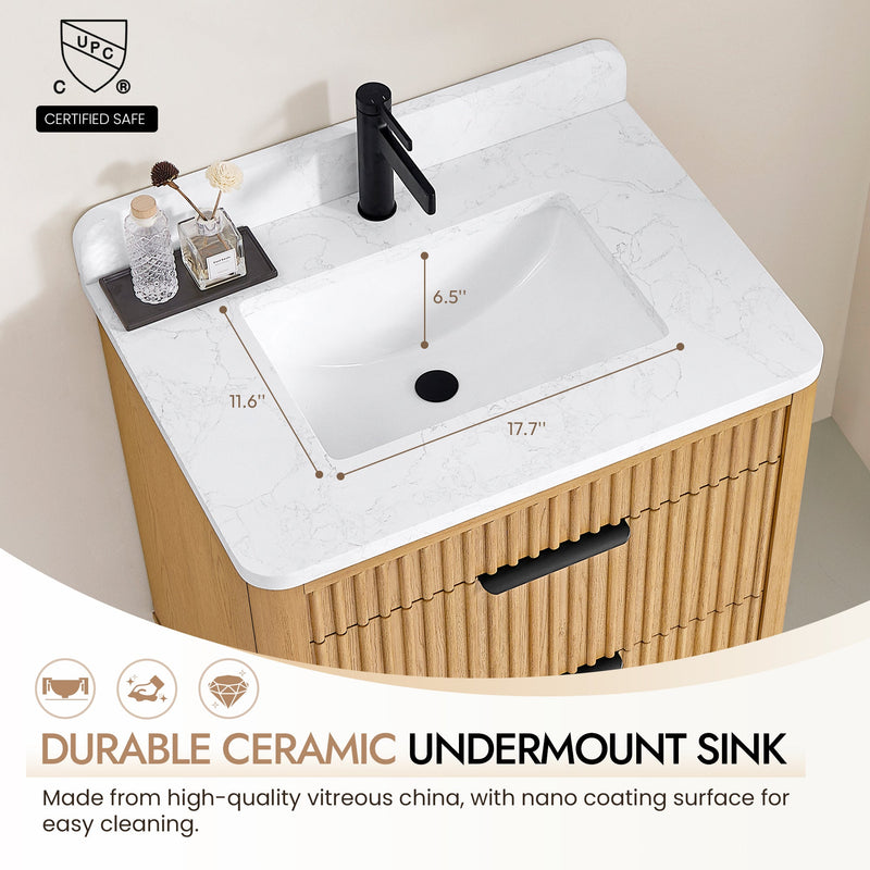 Vinnova 708230-WN-GW Mumbai 30" Single Sink Bath Vanity in Oak Weathering Light Brown