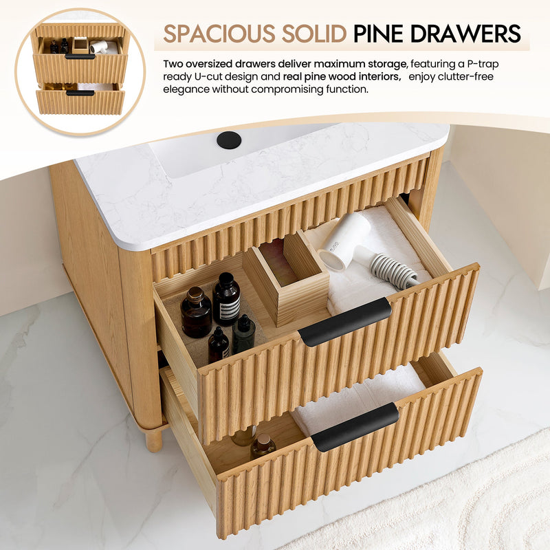 Vinnova 708230-WN-GW Mumbai 30" Single Sink Bath Vanity in Oak Weathering Light Brown