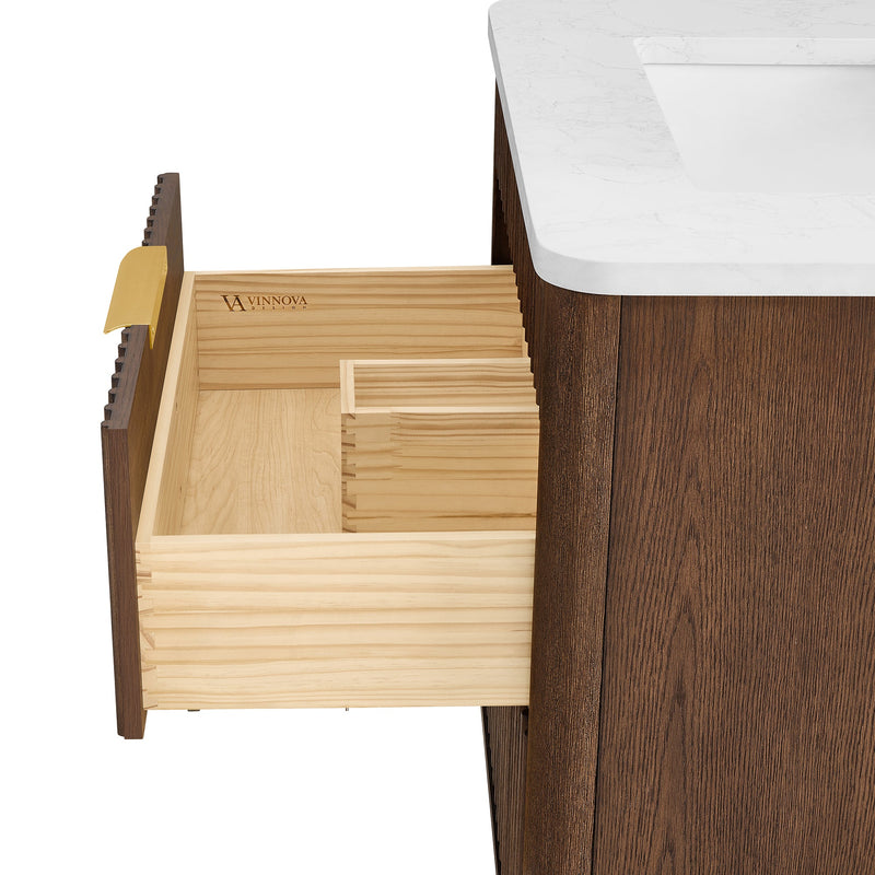 Vinnova 708236-AD-GW Mumbai 36" Single Sink Bath Vanity in Aged Dark Brown Oak