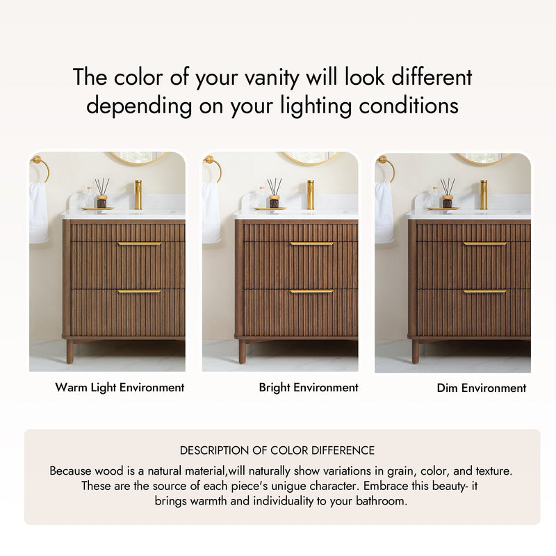 Vinnova 708236-AD-GW Mumbai 36" Single Sink Bath Vanity in Aged Dark Brown Oak