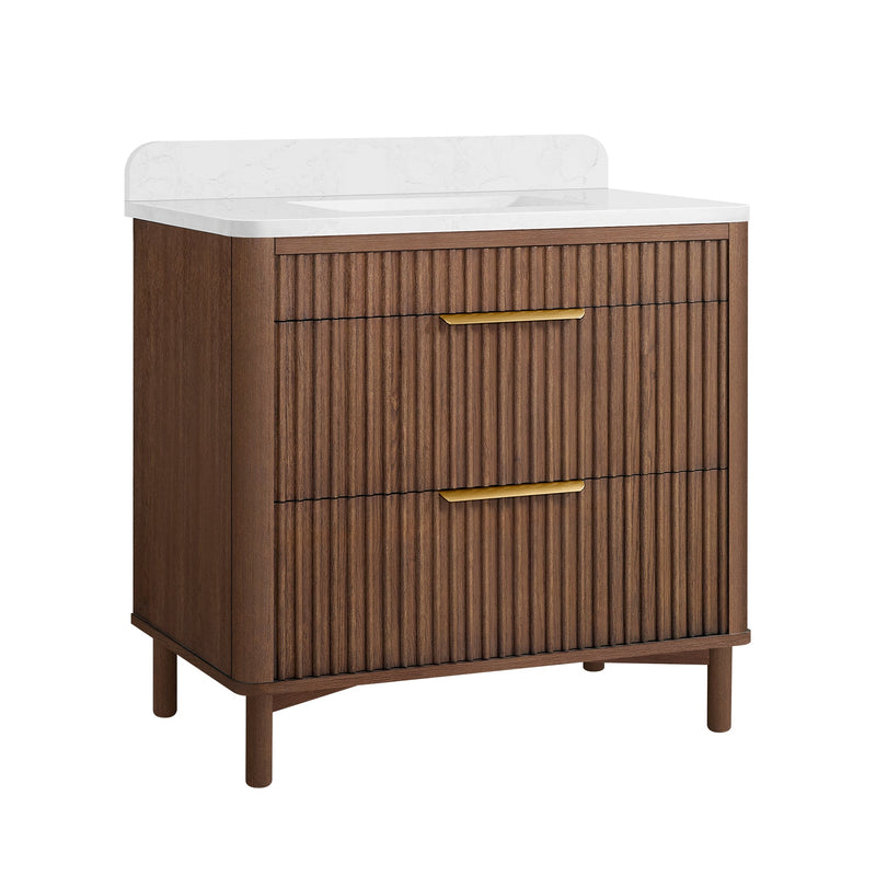 Vinnova 708236-AD-GW Mumbai 36" Single Sink Bath Vanity in Aged Dark Brown Oak