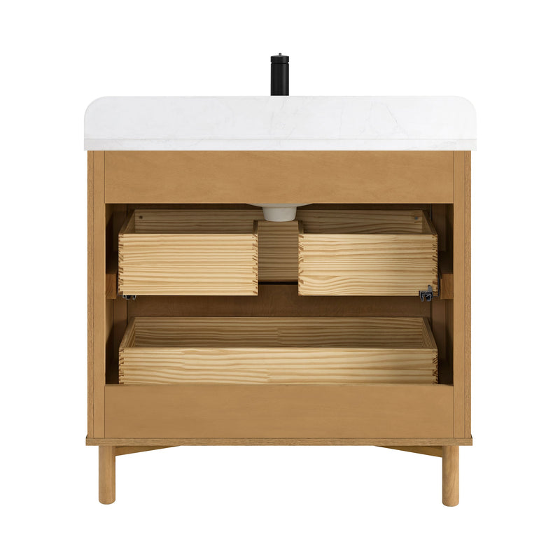 Vinnova 708236-WN-GW Mumbai 36" Single Sink Bath Vanity in Oak Weathering Light Brown