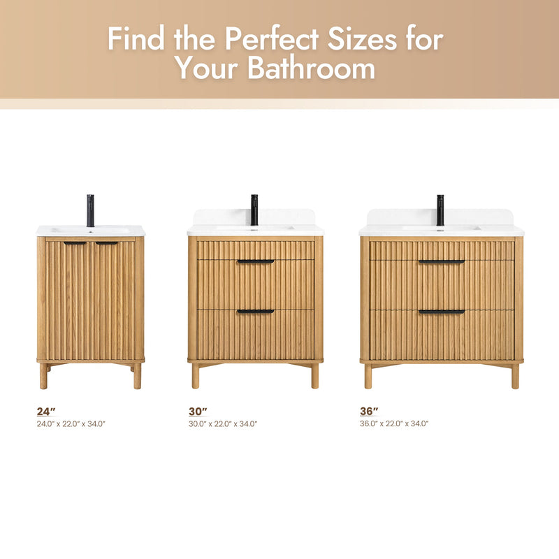 Vinnova 708236-WN-GW Mumbai 36" Single Sink Bath Vanity in Oak Weathering Light Brown