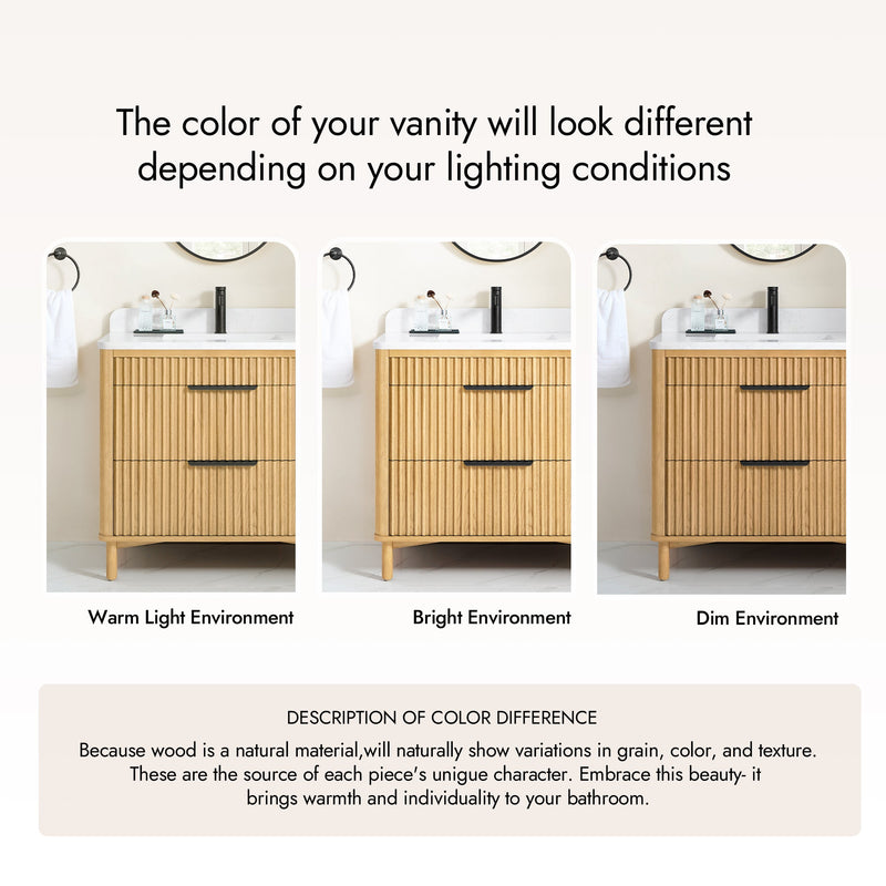 Vinnova 708236-WN-GW Mumbai 36" Single Sink Bath Vanity in Oak Weathering Light Brown