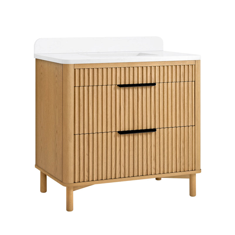 Vinnova 708236-WN-GW Mumbai 36" Single Sink Bath Vanity in Oak Weathering Light Brown