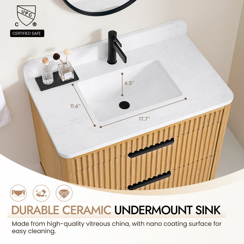 Vinnova 708236-WN-GW Mumbai 36" Single Sink Bath Vanity in Oak Weathering Light Brown