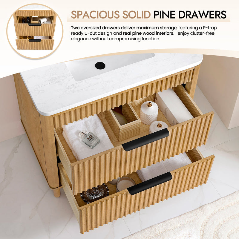 Vinnova 708236-WN-GW Mumbai 36" Single Sink Bath Vanity in Oak Weathering Light Brown