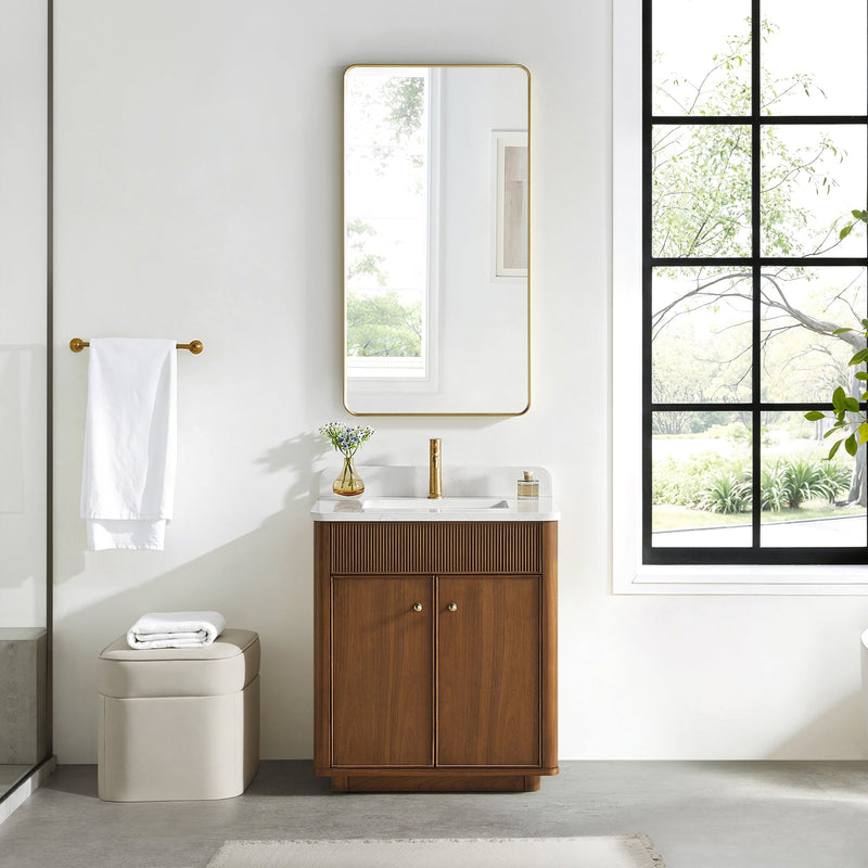 Vinnova 708730-NW-GW Zogno 30" Single Sink Bath Vanity in Natural Walnut