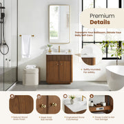 Vinnova 708730-NW-GW Zogno 30" Single Sink Bath Vanity in Natural Walnut - view 10