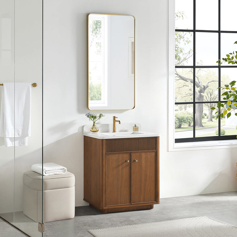 Vinnova 708730-NW-GW Zogno 30" Single Sink Bath Vanity in Natural Walnut - view 2