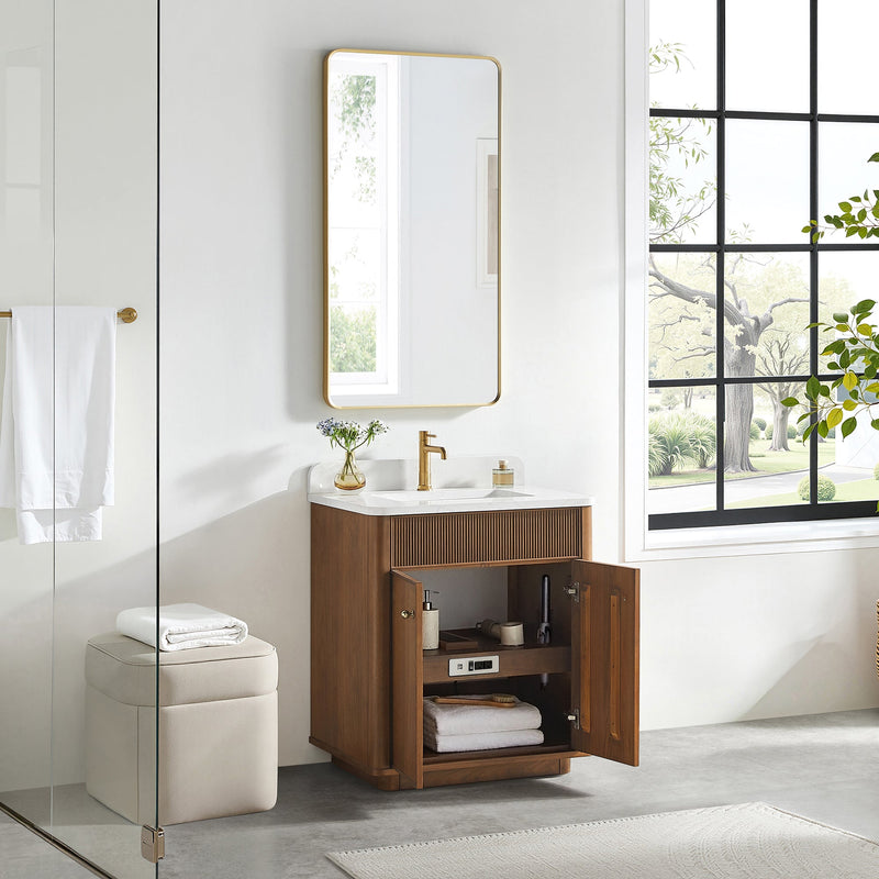 Vinnova 708730-NW-GW Zogno 30" Single Sink Bath Vanity in Natural Walnut - view 4
