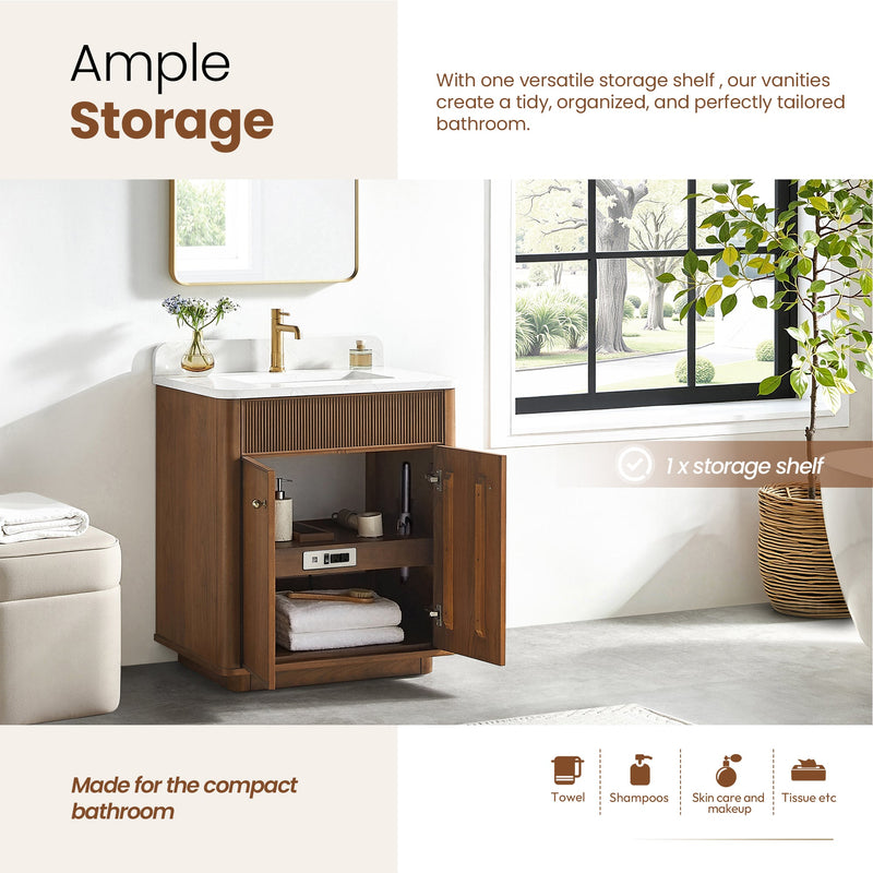 Vinnova 708730-NW-GW Zogno 30" Single Sink Bath Vanity in Natural Walnut - view 5