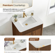 Vinnova 708730-NW-GW Zogno 30" Single Sink Bath Vanity in Natural Walnut - view 3