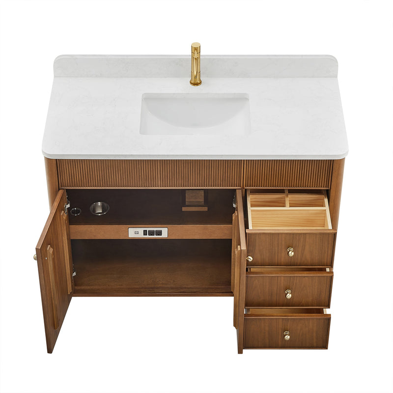 Vinnova 708748-NW-GW Zogno 48" Single Sink Bath Vanity in Natural Walnut - view 20
