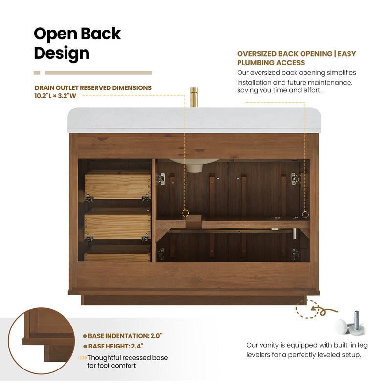 Vinnova 708748-NW-GW Zogno 48" Single Sink Bath Vanity in Natural Walnut - view 21