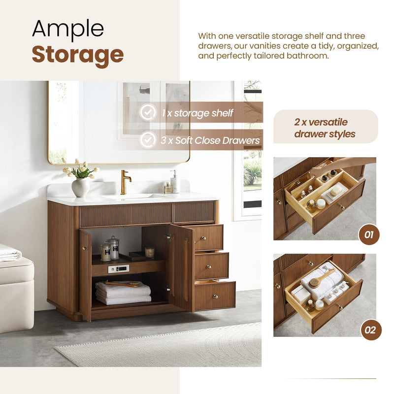 Vinnova 708748-NW-GW Zogno 48" Single Sink Bath Vanity in Natural Walnut - view 6